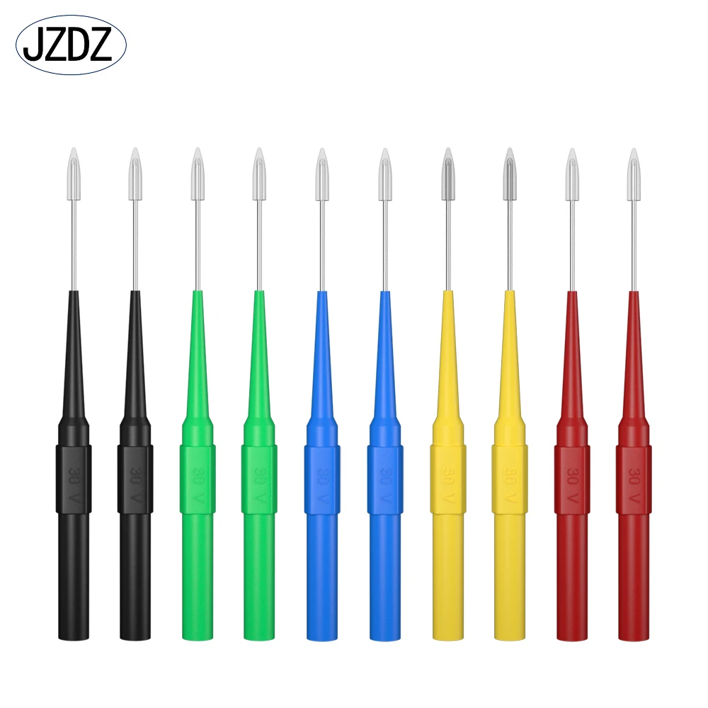 JZDZ 10 шт., изоляционный неразрушающий тестовый зонд для пирсинга, многометровый зонд из нержавеющей стали с проколом на спине, 4 мм, штекер типа «банан» J.30009