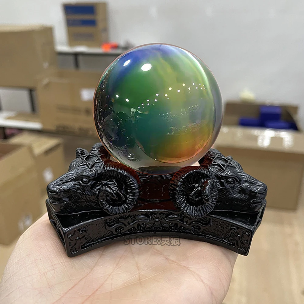 

C33 Crystal Ball Satan Ram Horn Gothic Crow Six Pointed Star Ram Skull Statue Resin Crafts Ornaments Crystal Ball Base