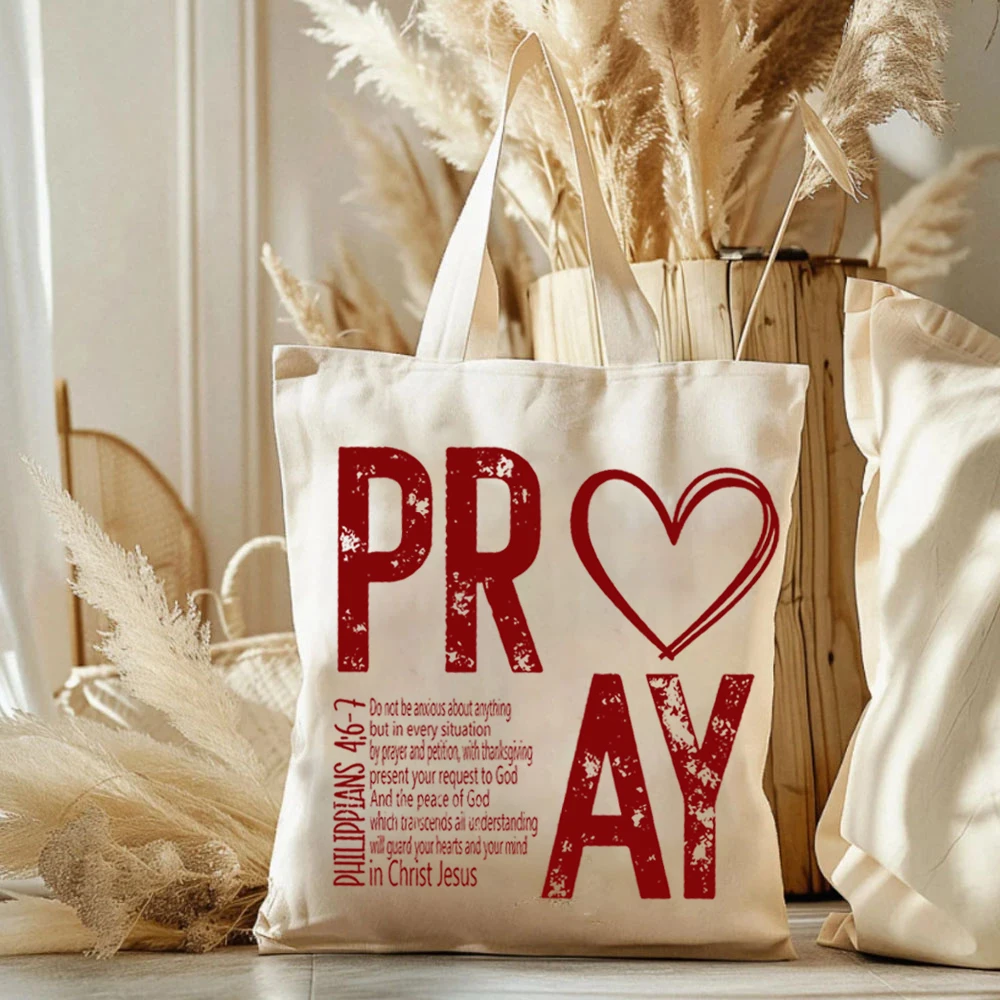 Женские сумки-тоуты с принтом мешок на плечо для покупок в христианском стиле