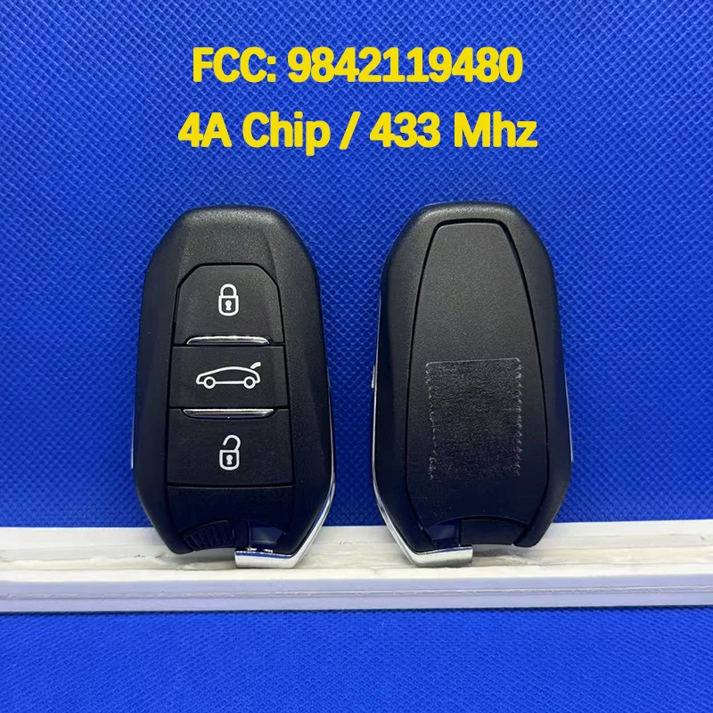 

CN009058 Оригинальный 3-кнопочный смарт-ключ дистанционного управления FCC 9842119480 4AChip 433 МГц Keyless Go для P-eugeot 308/308 SW 408 3008 2022-2025
