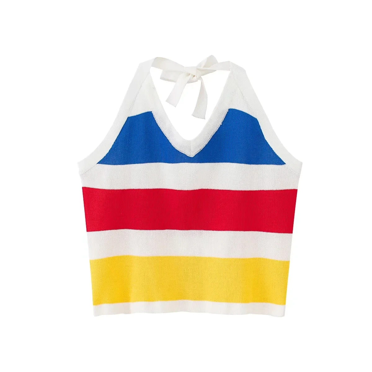 

Кроп-топ Y2k женский в радужную полоску, модная Трикотажная майка с лямкой на шее, пикантный Модный классический базовый Повседневный Шикарн...