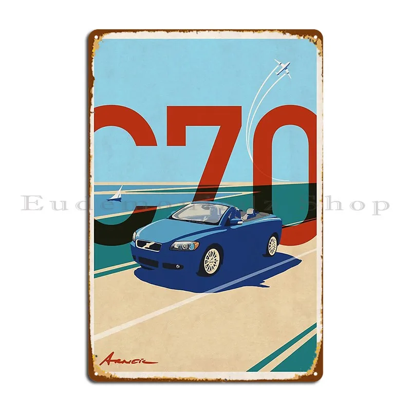 Синий металлический плакат C70 в винтажном стиле настенный постер с изображением