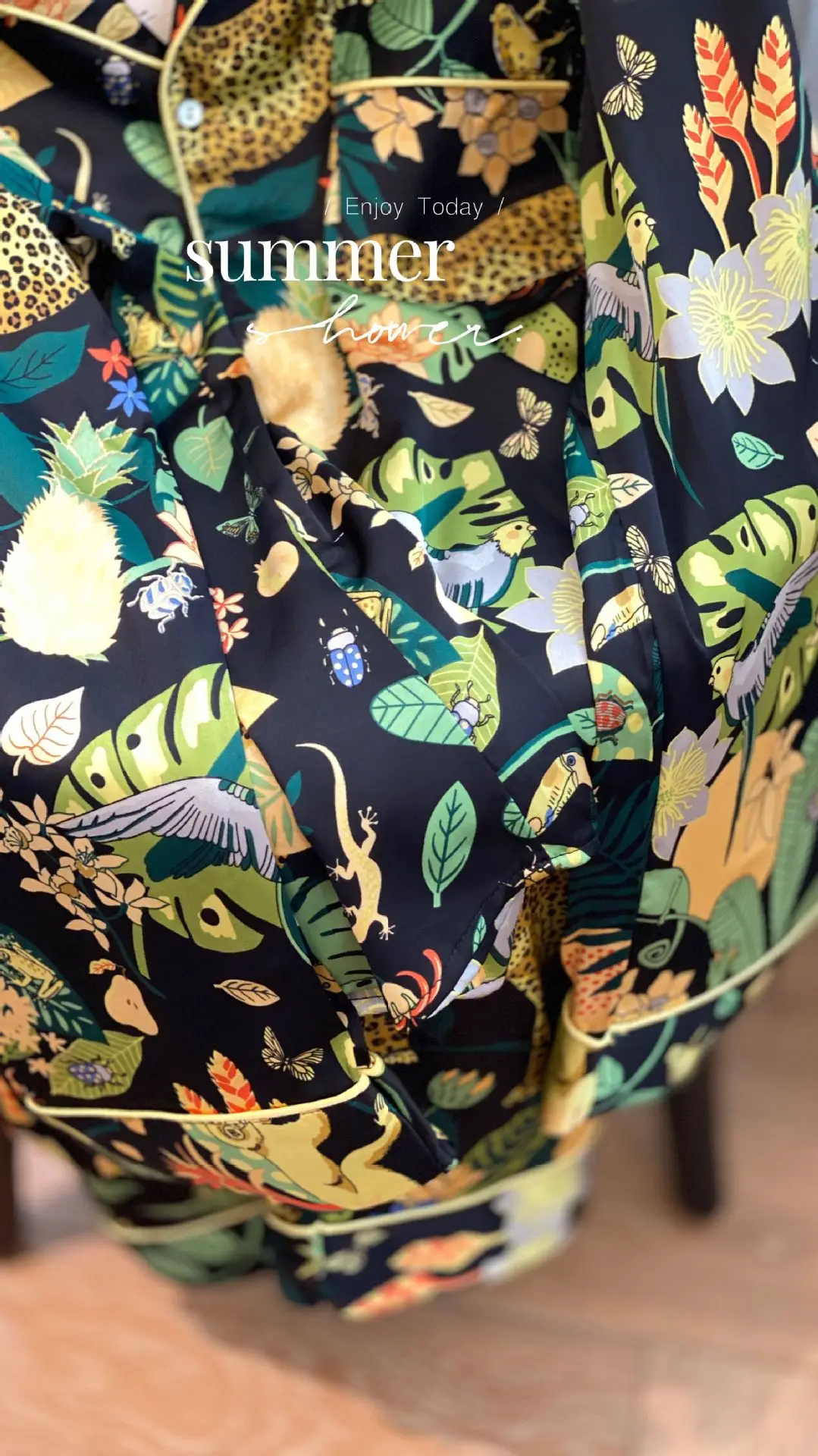 Art Printing Pajamas For Women Silk Leopard Short Sleeve Long Sleeve Pants Temperament Homewear Satin Sleepwear Pijama Suit