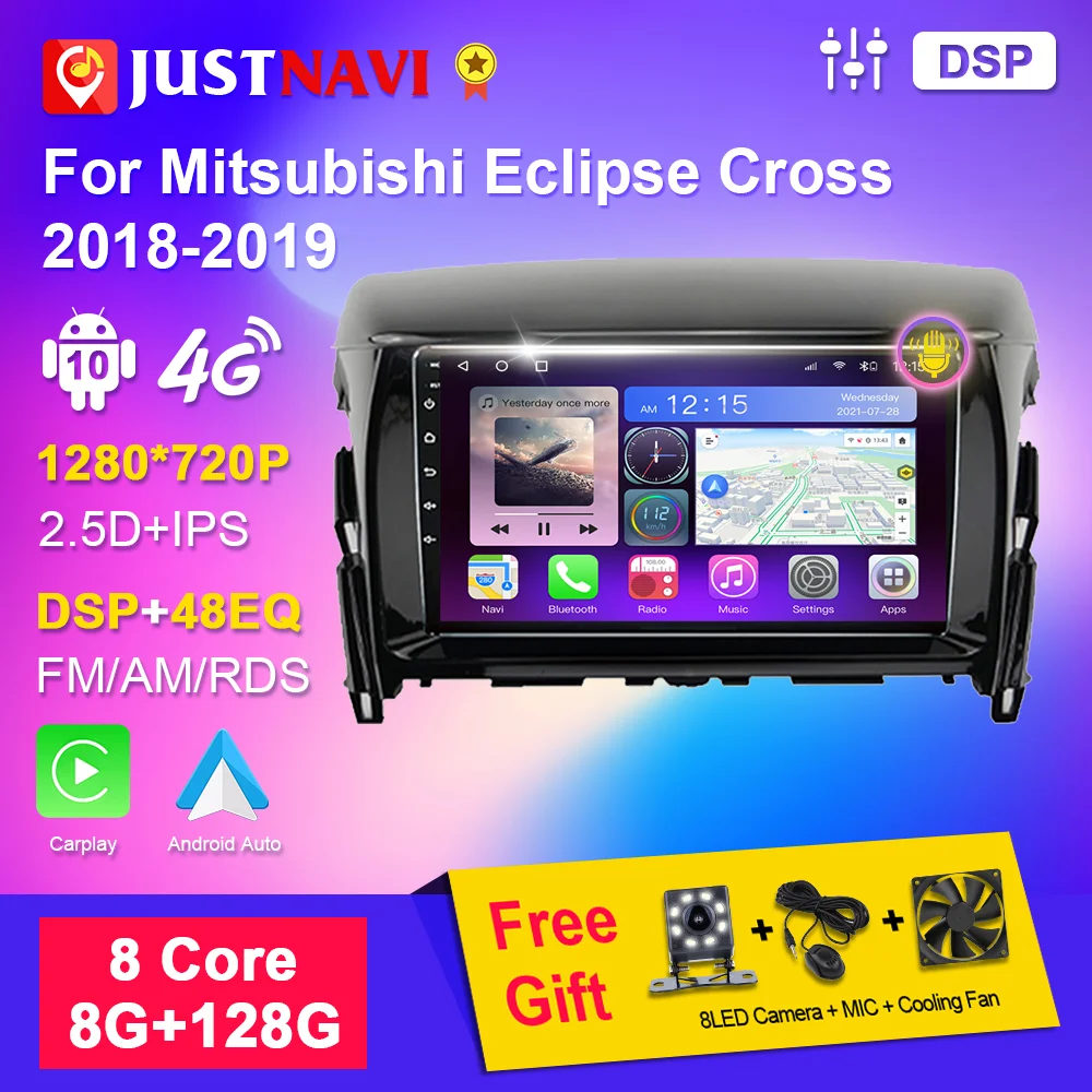 

JUSTNAVI Autoradio For Mitsubishi Eclipse Cross 2018 2019+ 2din Car Radio Multimedia Player GPS Navi Stereo Video Carplay DVD