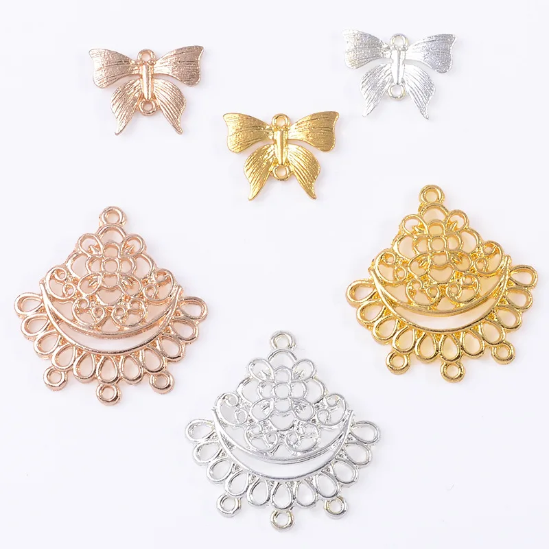 

10 PCS Diy Hair Accessories Step Shake Tassel Alloy Accessories Retro Style Hollow Pattern Butterfly Connector