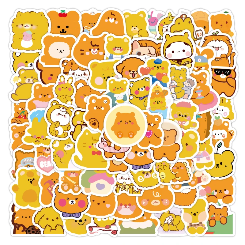 

100 шт., оранжевые милые Мультяшные пушистые искусственные медведи