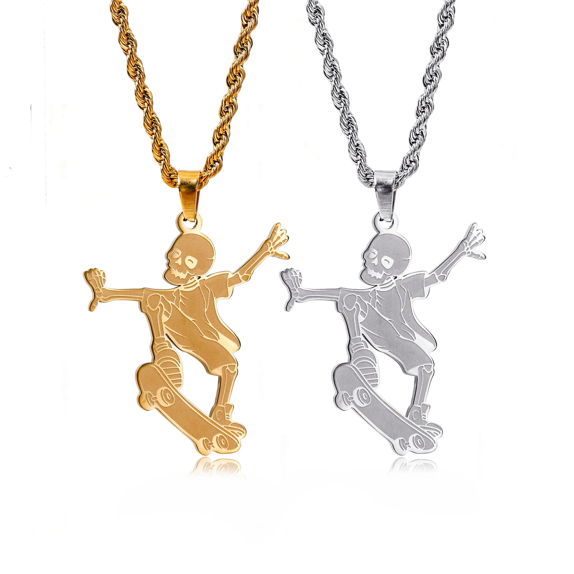 

Fashion Originality Stainless Steel Death God Skull Necklace For Men Cool Hip Hop Rock Chain Pendant Necklace Jewelry Party Gift