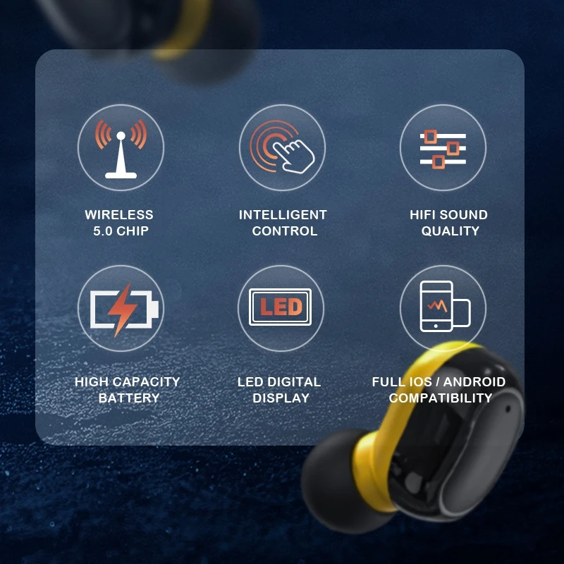 Беспроводные наушники-вкладыши TWS с поддержкой Bluetooth и дисплеем (art.: 3920bf610dfdf) - 3920bf610dfdf