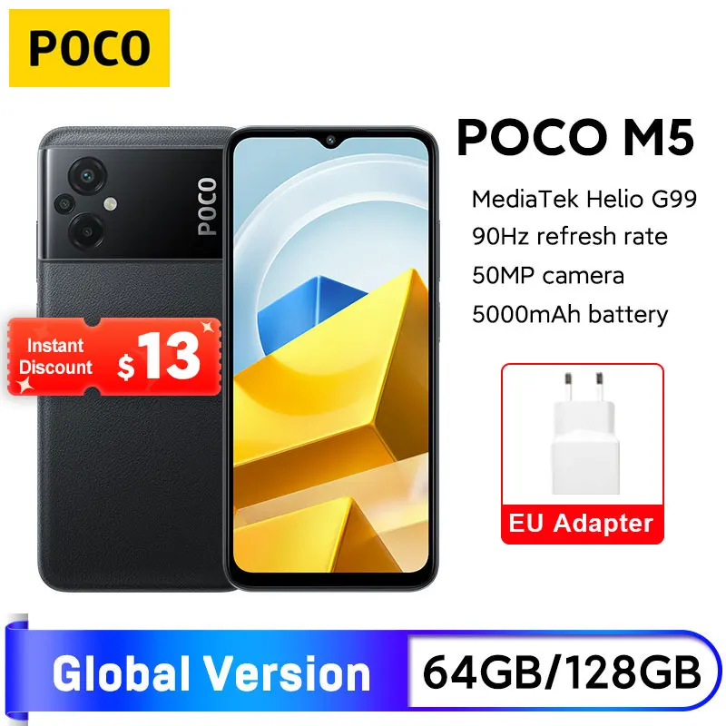 Глобальная версия POCO M5 64 Гб/128 ГБ MediaTek Helio G99 Восьмиядерный 90 Гц 6,58 Глобальная версия POCO M5 64 Гб/128 ГБ MediaTek Helio G99 Восьмиядерный 90 Гц 6,58