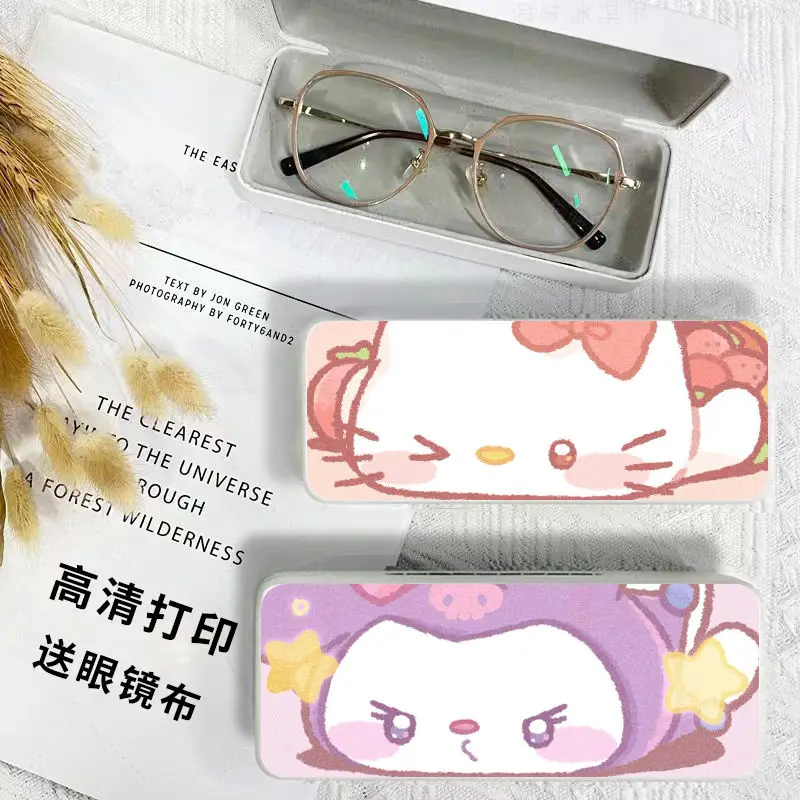

Милые очки Sanrio, стиль Hellokittyed My Melody Kuromi Cinnamoroll, для студентов, милые аксессуары для девочек, футляр для хранения солнцезащитных очков