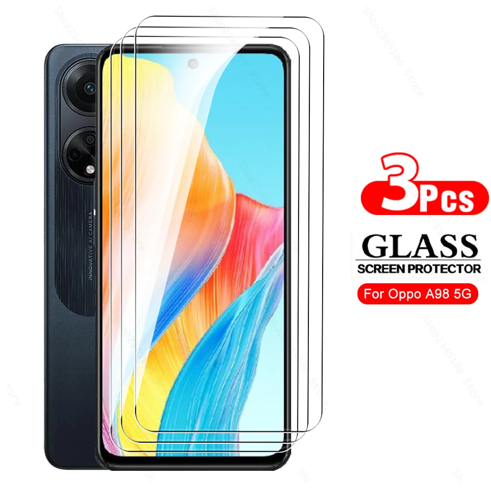 

3Pcs Glass Screen Protector For Oppo A98 5G 2023 Tempered Glass Appo Orro A 98 98A OppoA98 CPH2529 2023 6.72'' Protective Films
