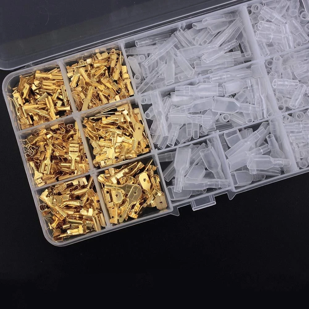100Pcs 2.8mm 4.8mm 6.3mm Plug Spring Female Male Spade Cold Crimp Terminals Connector Car Speaker Electrical Wire Connectors Set |