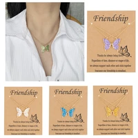 2pcsset friendship necklace for women colorful enamel butterfly best friend couple choker exquisite party wedding jewelry gift