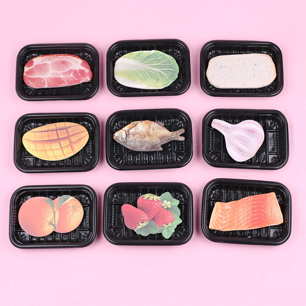 

Korean Funny Cute Food Vegetable Memo Pads Kawaii 3D Fish Fruit Meat Paper Sticky Notes Stationery Post Notepad Kids Girl Thing