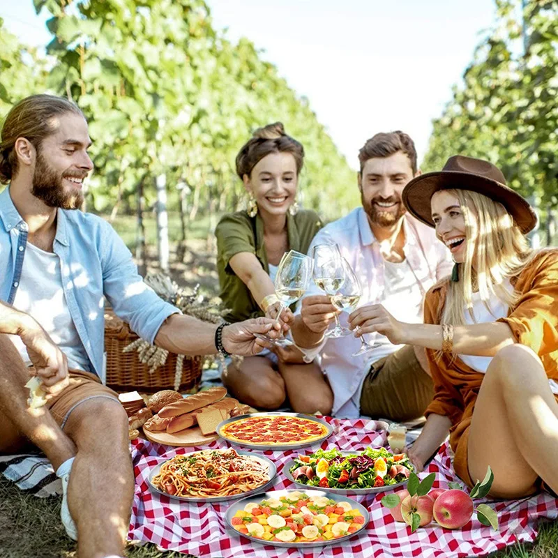 Поднос для еды из нержавеющей стали золотистая Серебристая круглая обеденная