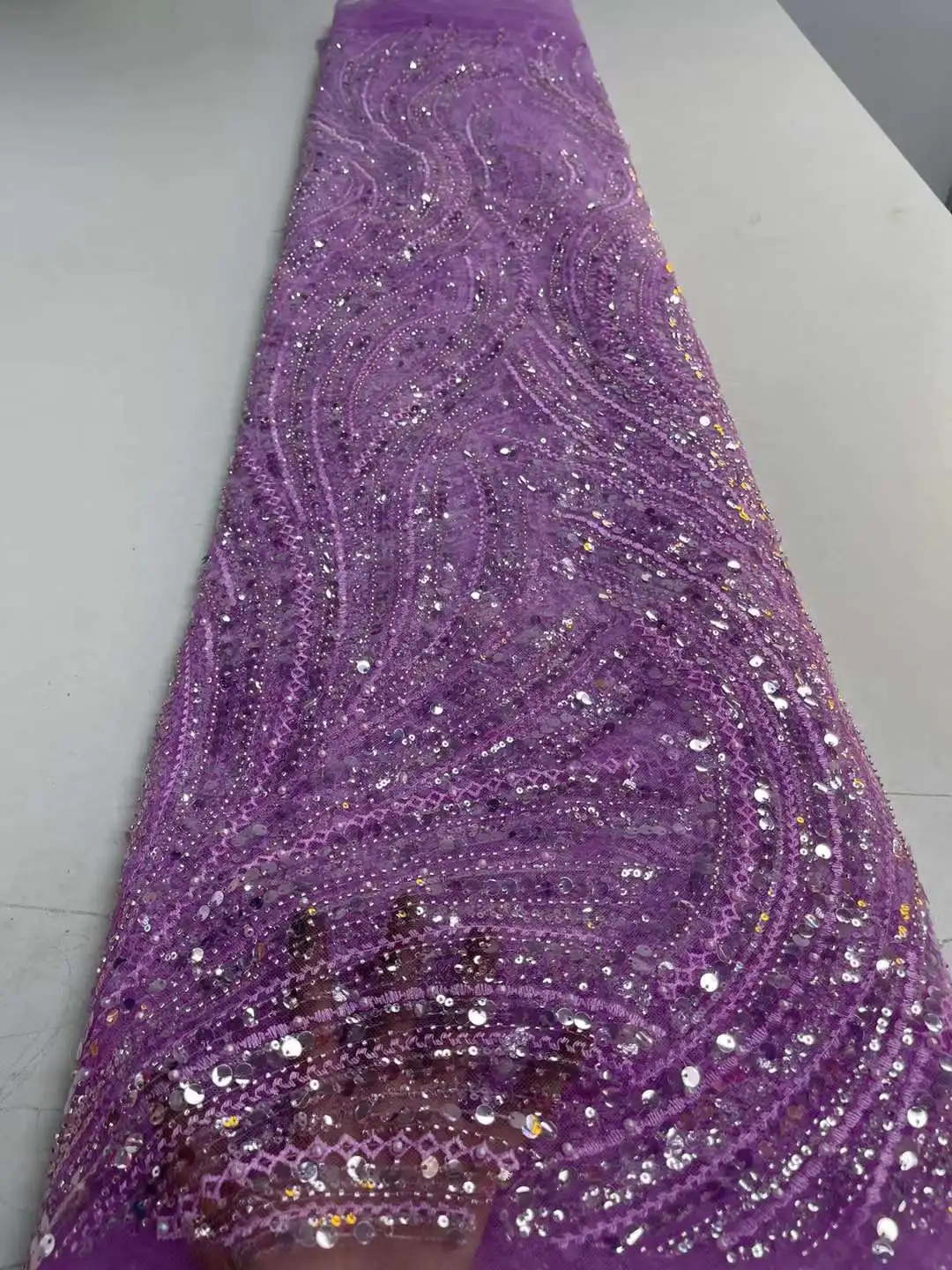 

Luxury Sequins Groom African Lace Fabric 2022 High Quality Beads Nigerian Wedding Bridal Embroidery French Tulle Lace Fabric