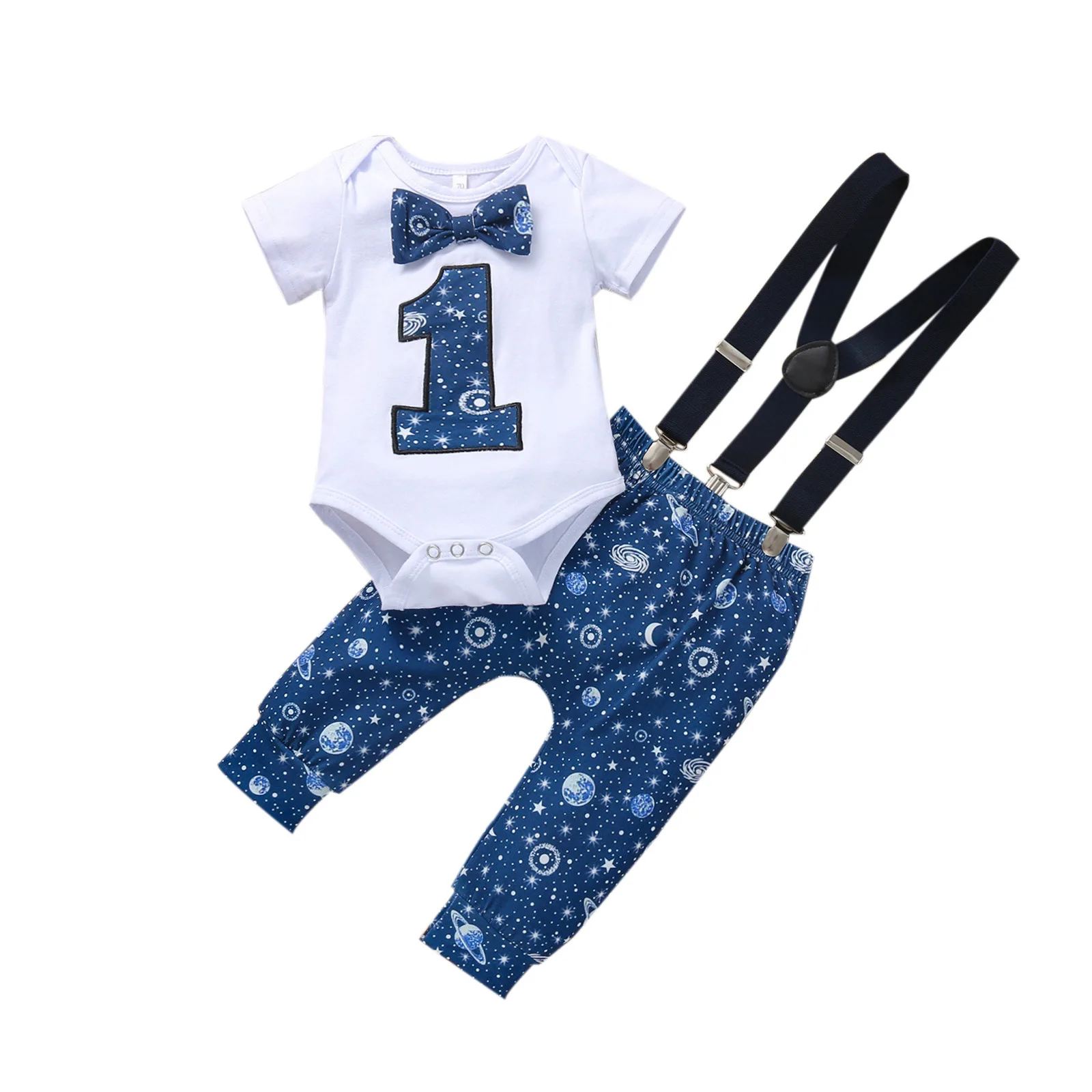 

Baby Boy Clothes for Birthday Cake Smash Outfit Star Printed Newborn Girl Romper with Pants Photograph Set