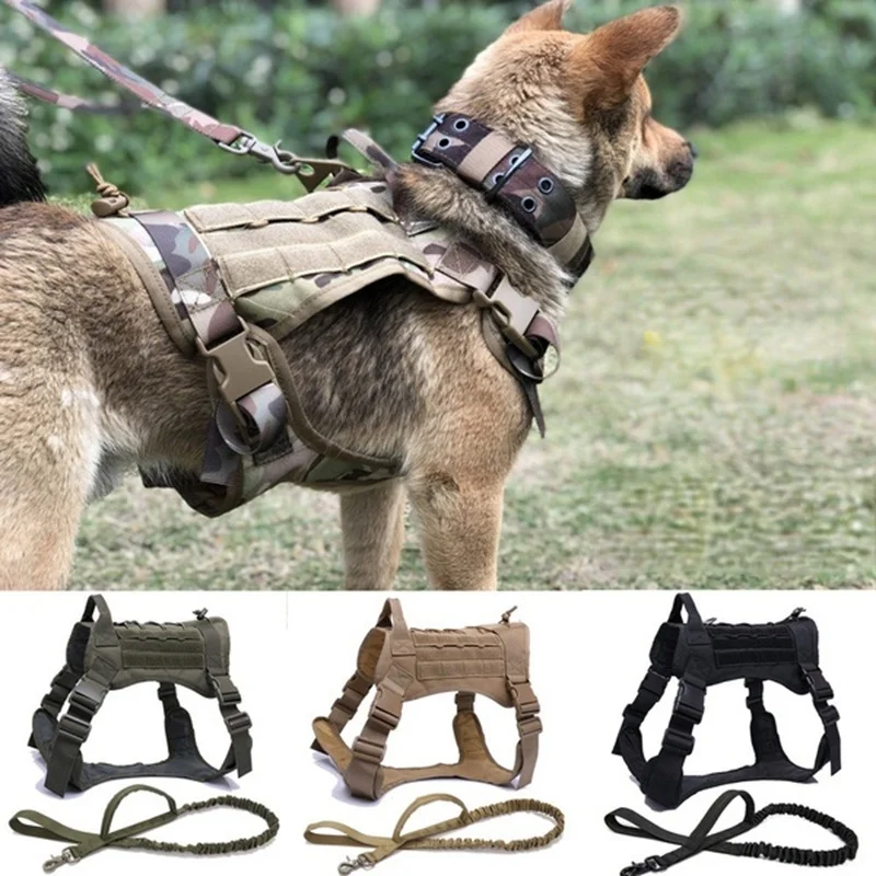 Waterproof Military Tactical Dog Harness Pet Training Dog Vest Adjustable Metal Buckle Thickening Material Medium Large Dog Vest