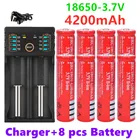 Оригинальный аккумулятор 18650, 3,7 В, 4200 мАч, литий-ионные аккумуляторы для светодиодной лампы, литиевые аккумуляторы и зарядное устройство USB