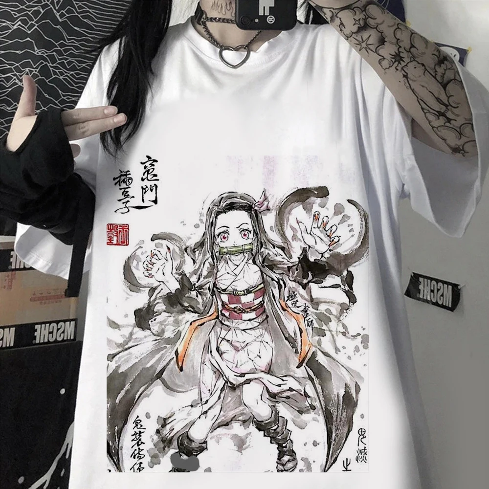 

Футболка женская с принтом «рассекающий демонов», топ с коротким рукавом в стиле японского аниме, уличная одежда в стиле Харадзюку, Y2k, на ле...