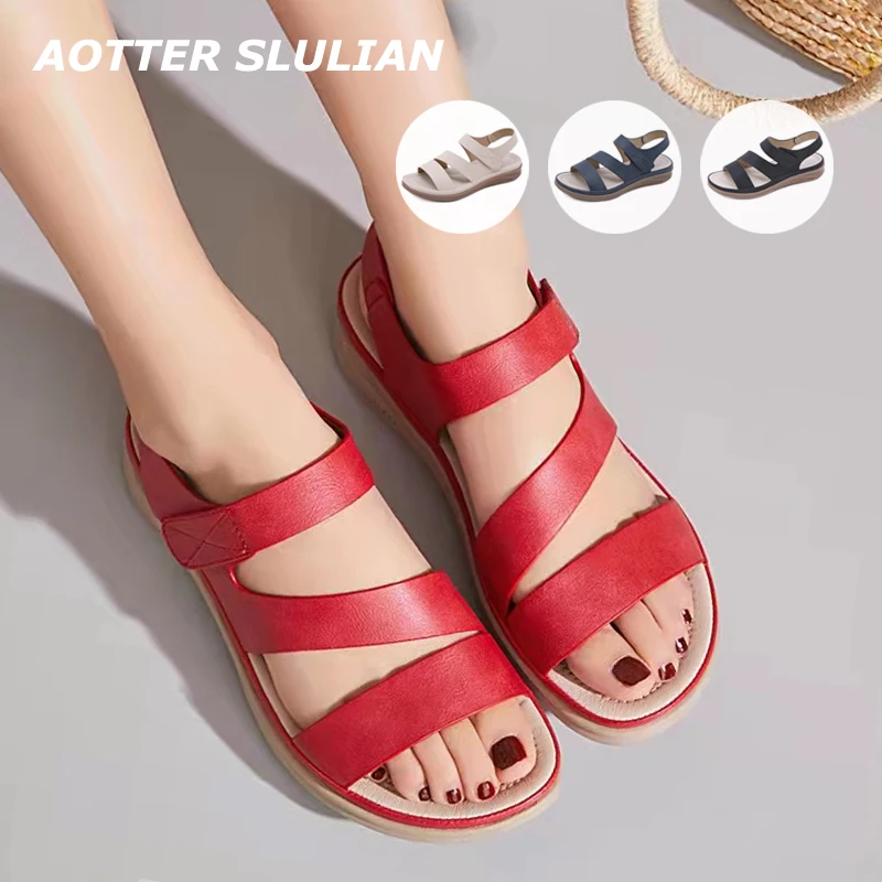 

Summer Wedges Sandals For Women Holiday Sandy Beach Shoes Walking Non-slip Sandalias Leisure Hot Brand Comfort Loophole Footwear