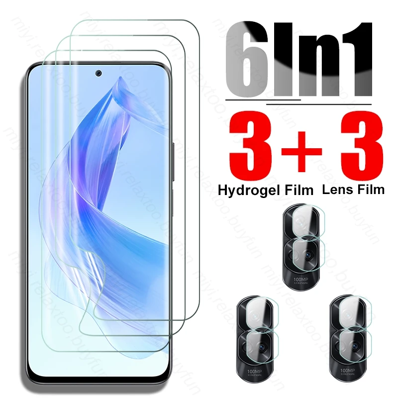 

6In1 Soft Hydrogel Film Screen Protector For Honor 90 Lite 5G CRT-NX1 6.7" Camera Glass Xonor Honar Honer Hone 90Lite Light 5G