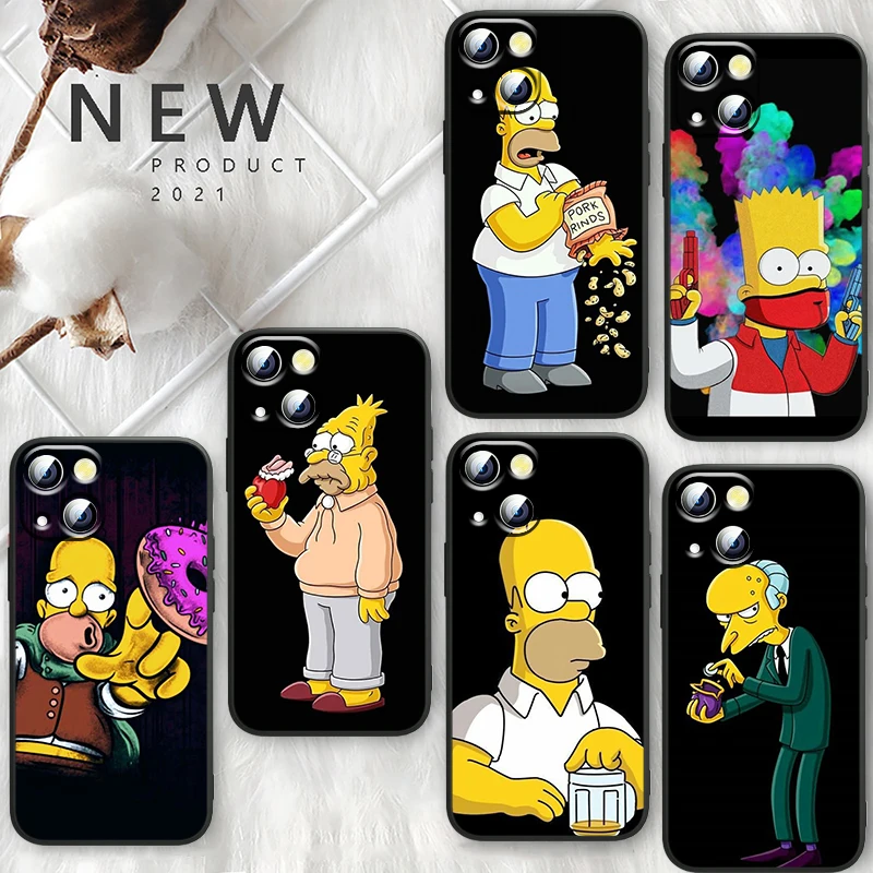 

Simpsons family fun Case For Apple iPhone 14 13 12 11 Pro Max Mini XS Max X XR 7 8 Plus SE2020 TPU Black Phone Cover