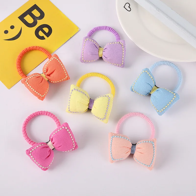 

2023 New Kids Elastic Hair Bands Bow Kawaii Sweet Elastic Hair Ring Hair Tie Headwear Girls Kids Hair Accessories