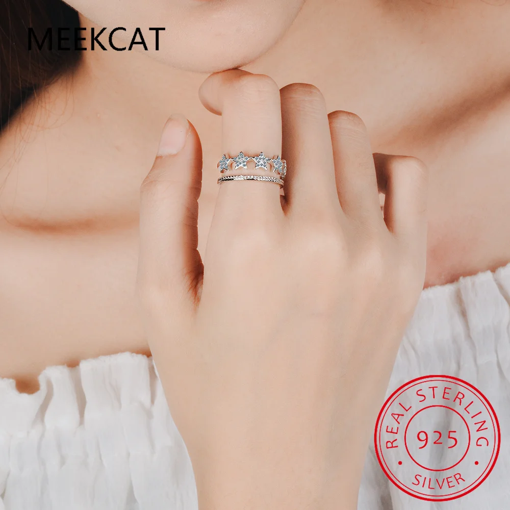 ГОРЯЧАЯ ПРОДАЖА кольцо со звездой из натурального серебра 925 пробы для женщин