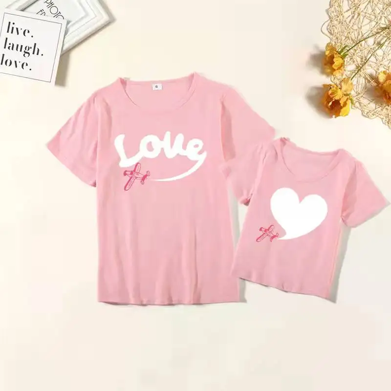 

Love Mother Daughter Matching T-shirts Family Set Mommy and Me Tee-shirt Clothes Fashion Mom Mum Baby Women Girls Cotton Tops