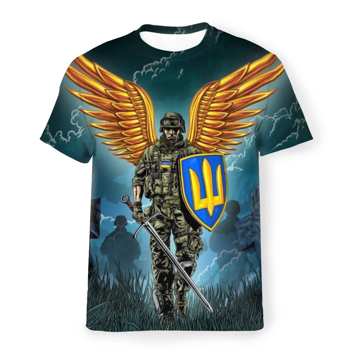 Ukraine Flag Badge Print T-Shirts Summer Casual O-Neck Short Sleeves Top Unisex Tees Fashion Trend T Shirt For Men Free Shipping