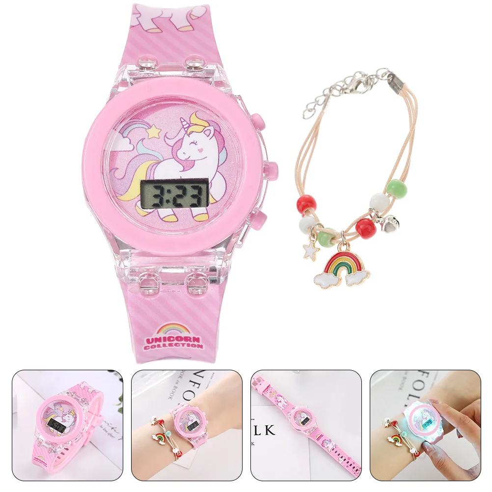 

Unicorn Watch Decorative Kids Alarm Clock Digital Dial Cartoon Silicone Portable Silica Gel Adorable Wrist Lovely Student