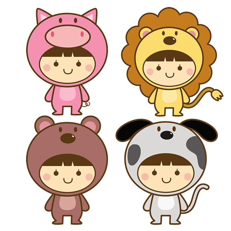 Милые детские Мультяшные наклейки Three Ratels QMH35, аксессуары для украшения дома