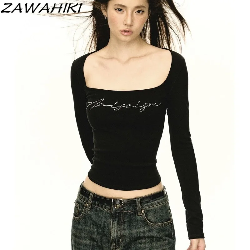 Y2K эстетичная тонкая шикарная Дизайнерская футболка с надписью женская