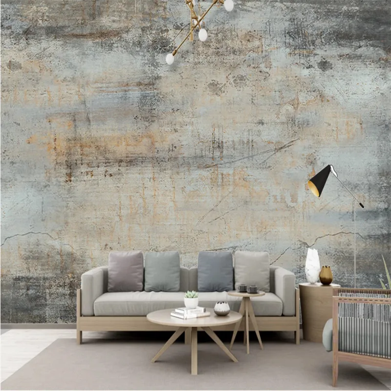 

European and American Retro Industrial Style Gray Brown Shabby Cement Wall Paper 3D Cafe Restaurant Decor Mural Wallpaper 3D