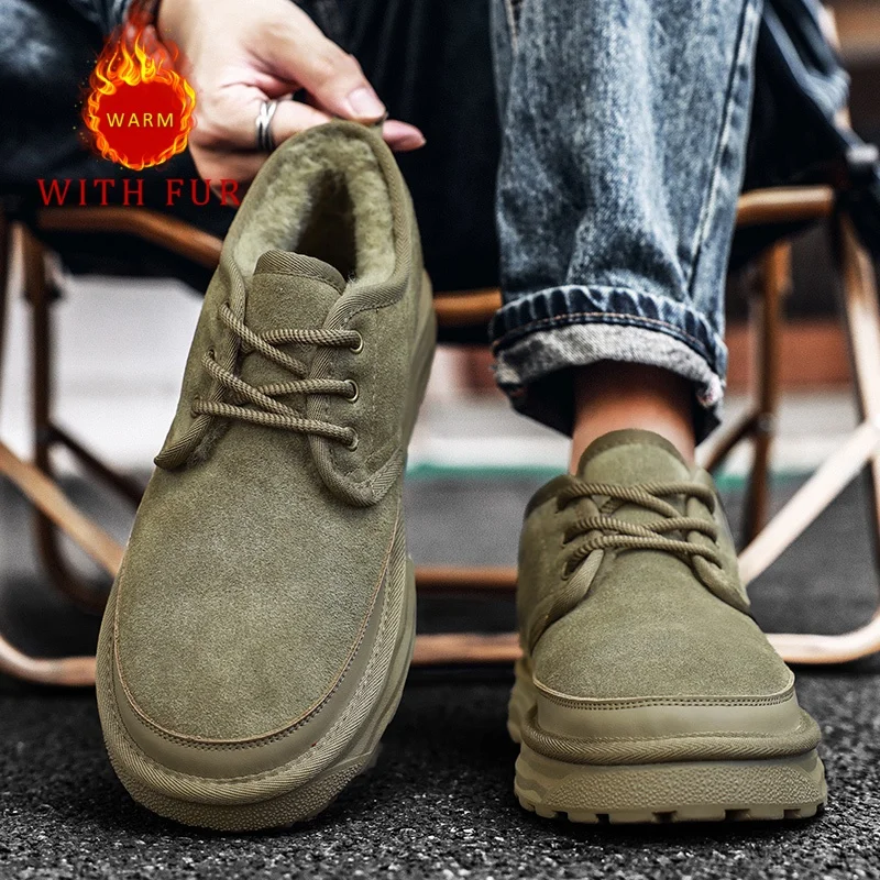 Мужские повседневные ботинки для снежной погоды классические теплые в стиле