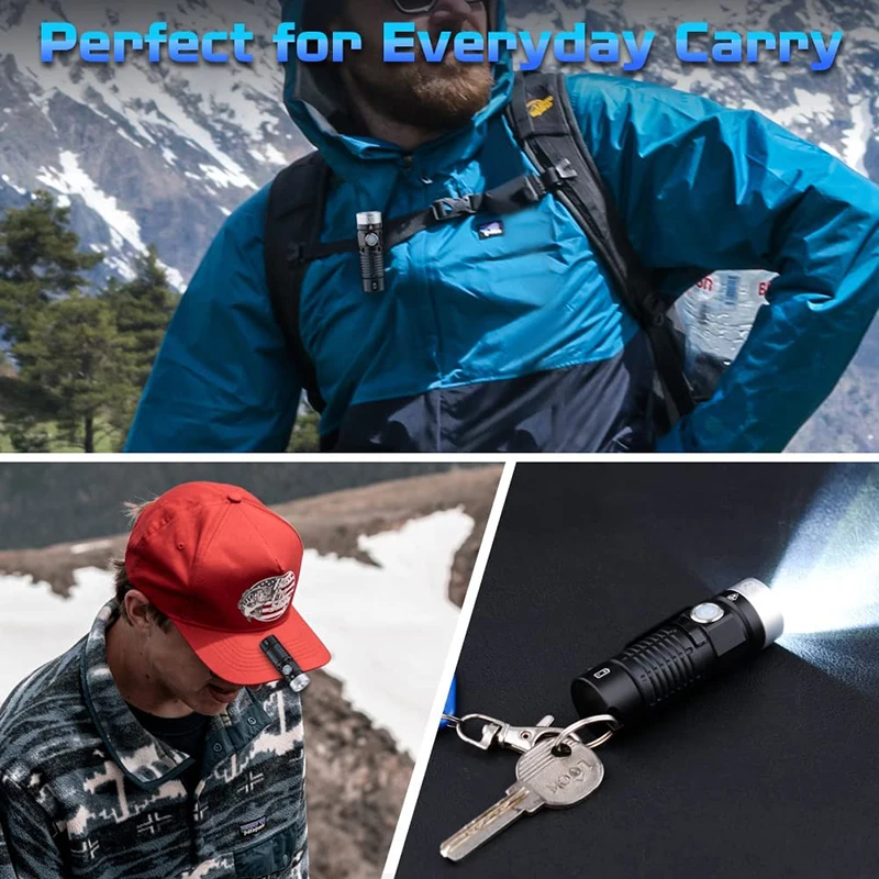 Магнитный перезаряжаемый фонарик EDC 500 люмен для ежедневного использования с