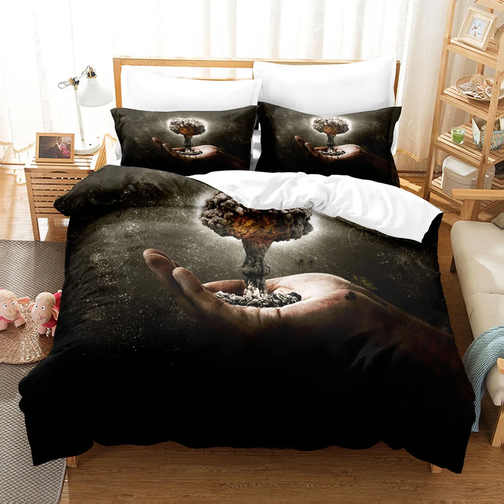 

Hands Duvet Cover Earth Peace Bedding Set,Nuclear Bomb Comforter Cover Queen King Full Twin Size 2/3pcs Polyester Quilt Cover