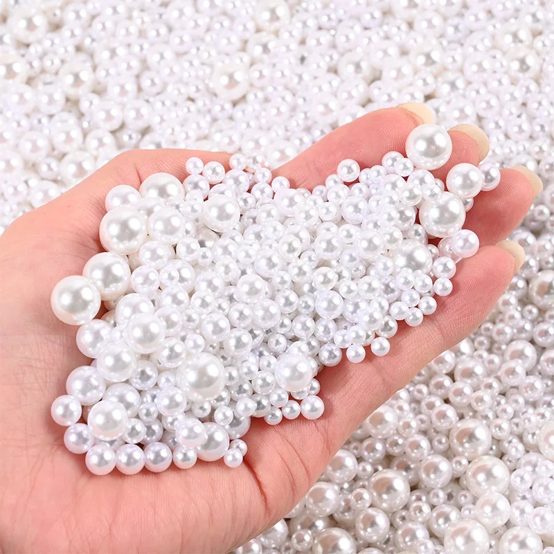 

ABS Imitation Pearl Beads Loose Round Acrylic Beads For Nail Jewelry Making To Needlework Handmade for Necklace DIY Components