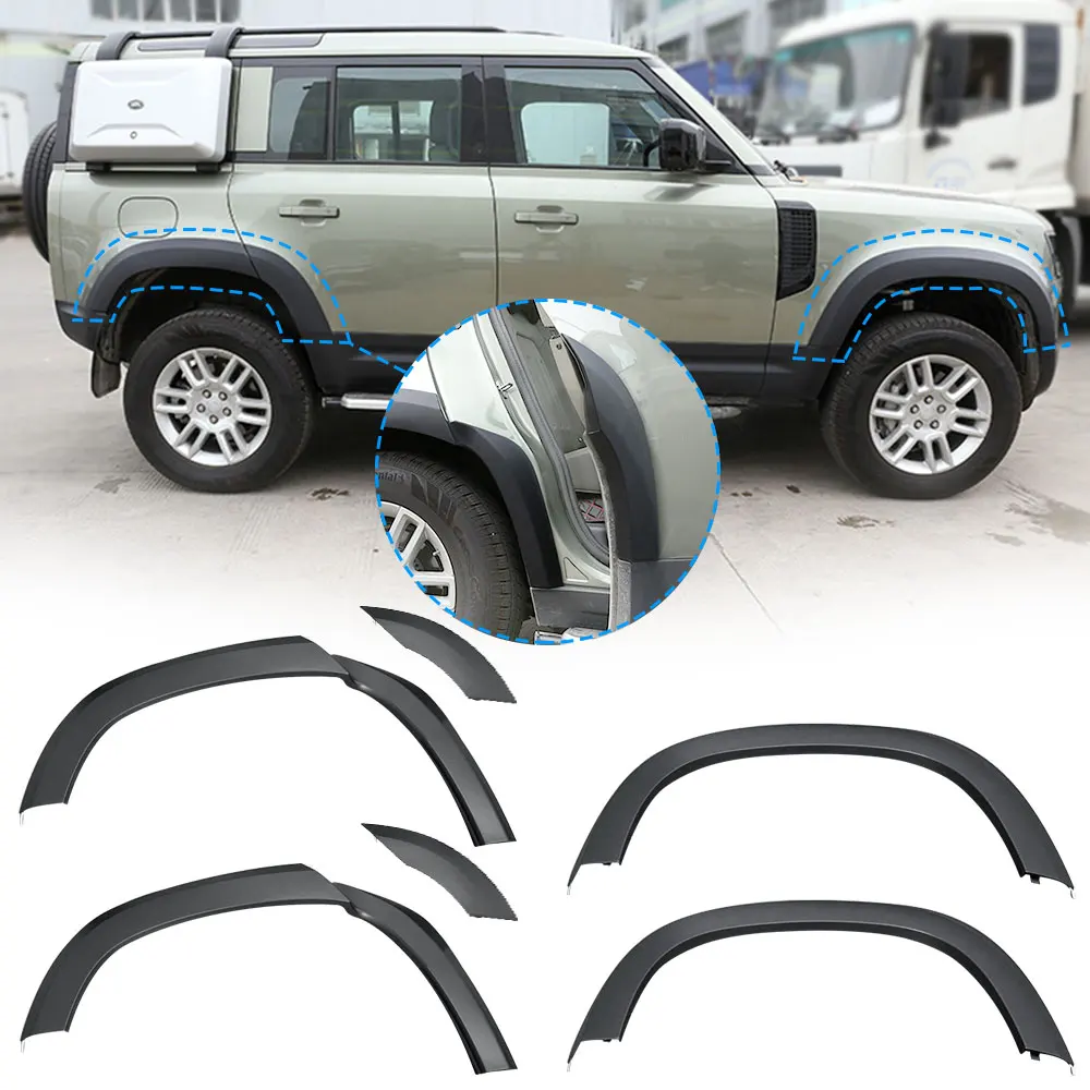 

ABS for Land Rover Defender 110 2020-2021 SUV Off-road Car Fender Arch Protector Widen Wheel Eyebrow Black Car Accessories 6 Pcs