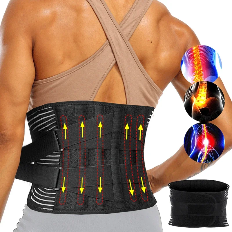 

Adjustable Back Lumbar Support Belt with 6 Bone Waist Orthopedic Corset Men Spine Decompression Waist Trainer Back Pain Relief