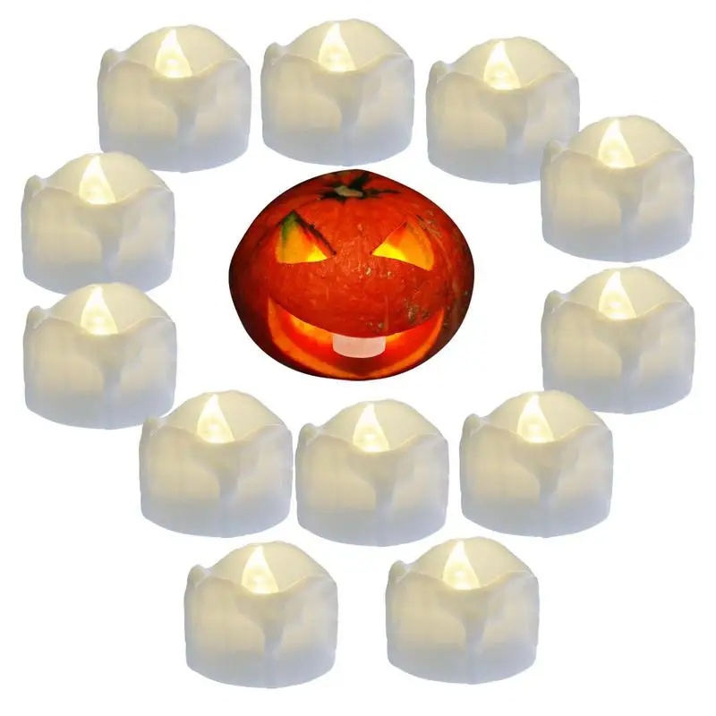 

Flameless Tealight Candles Realistic Candles Lamps Electric With Timer Tea Lights Battery Powered Bright Safe For Halloween