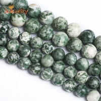 natural stone green spot jaspers beads round loose beads for jewelry making diy bracelet necklace handmade 4681012mm 15 inch