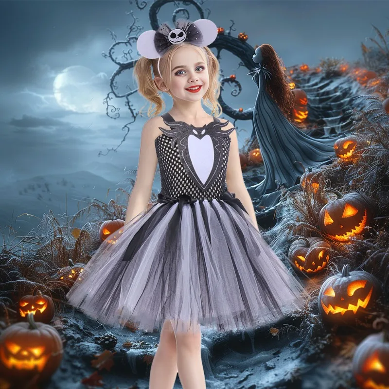 Костюм Джека на Хэллоуин для девочек Кошмар детский костюм злодея карнавальное