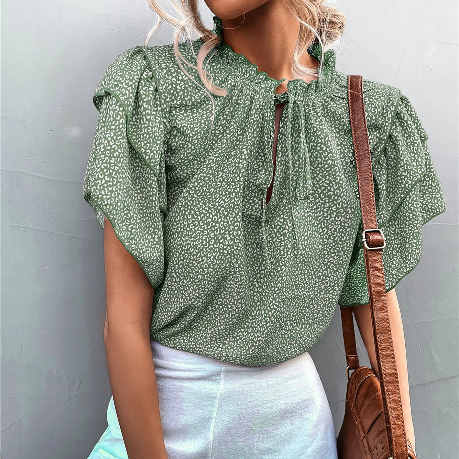 Блузка женская с цветочным принтом свободная Повседневная рубашка коротким