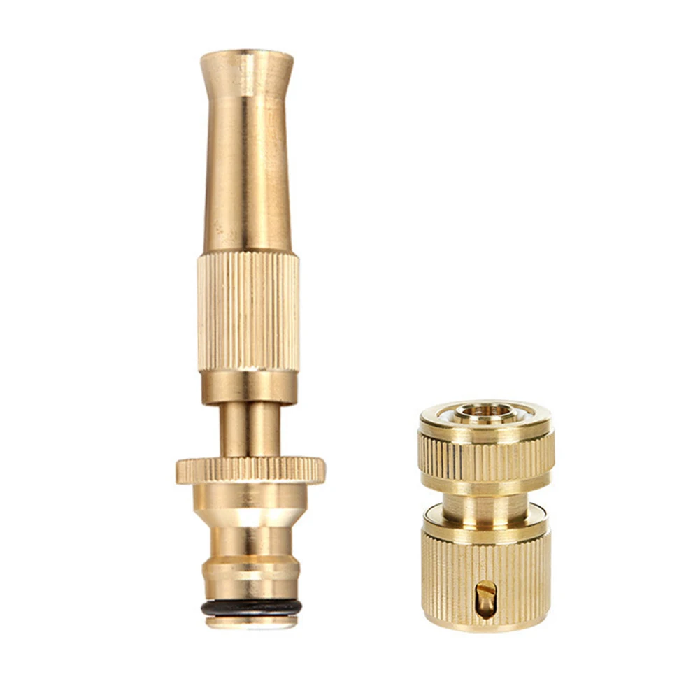 

Hose Spray Nozzles with Quick Connectors Solid Brass Construction Waterproof Rubber Ring Flexible Water Output Control 2 PCS