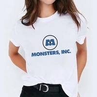 minimalist monster university series disney women t shirt cartoon monstersinc letter graphic female t shirt white comfy tees