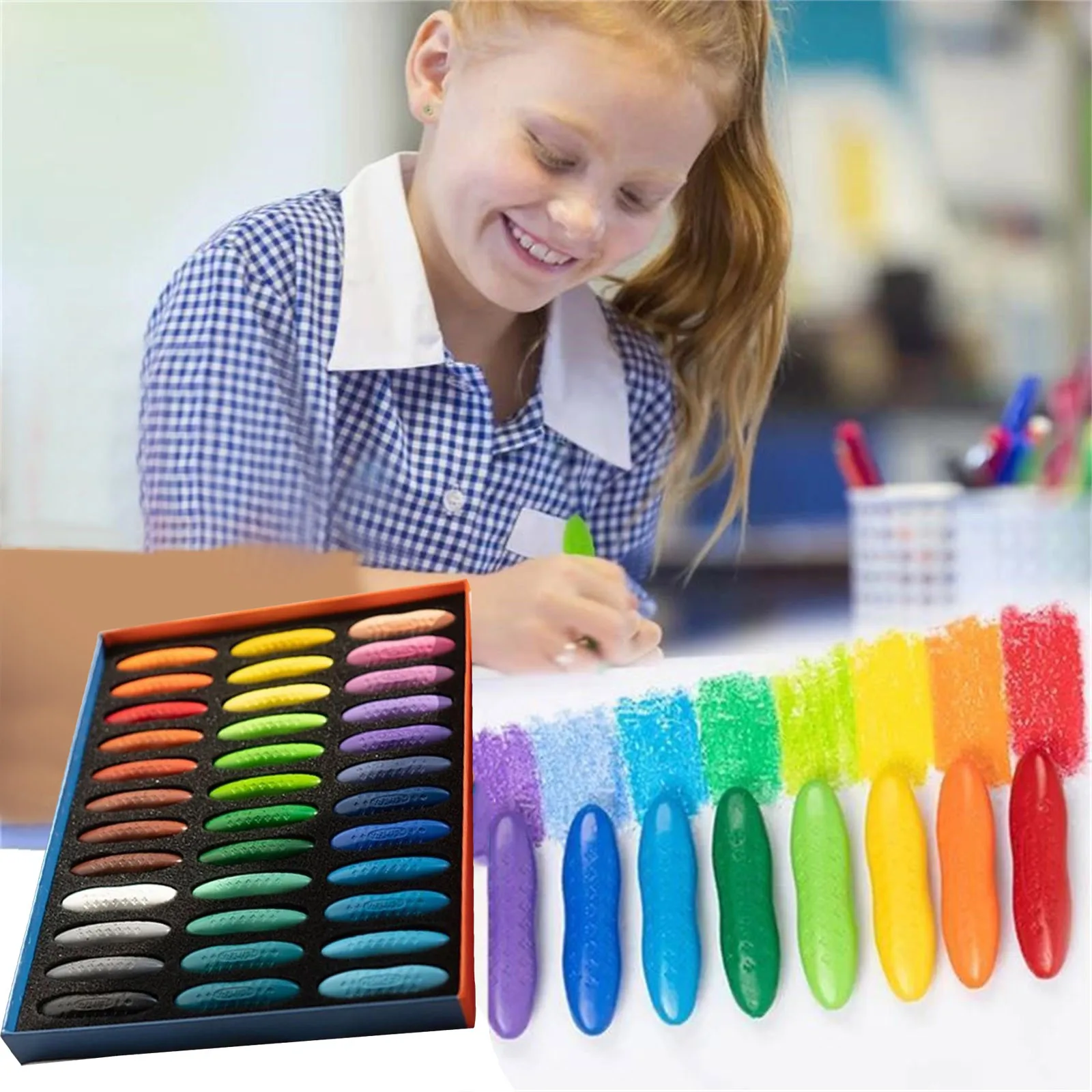 

12/24 colors Children's peanut crayon safe non-toxic and not dirty hands kindergarten elementary school oil pastel washable pen