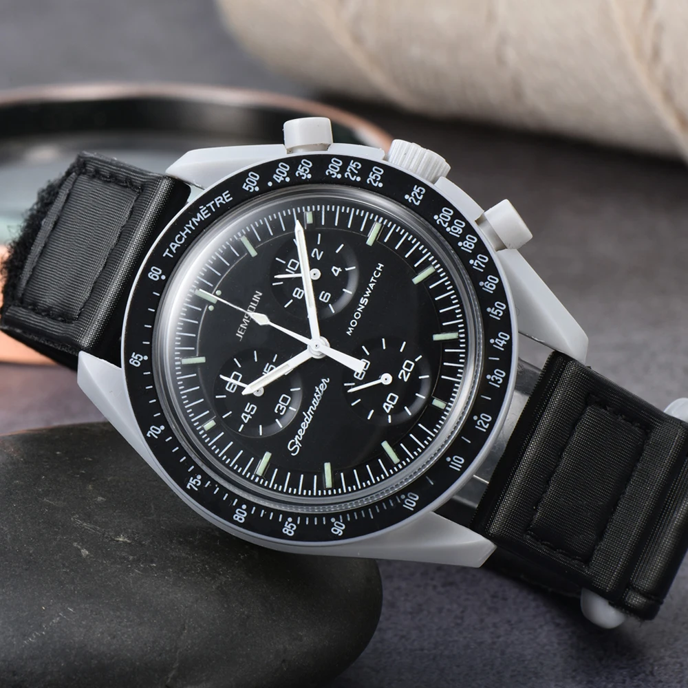 

New Original Brand Watches Multifunction Plastic Case Moonwatch For Mens Ladies Business Chronograph Explore Planet AAA Clocks