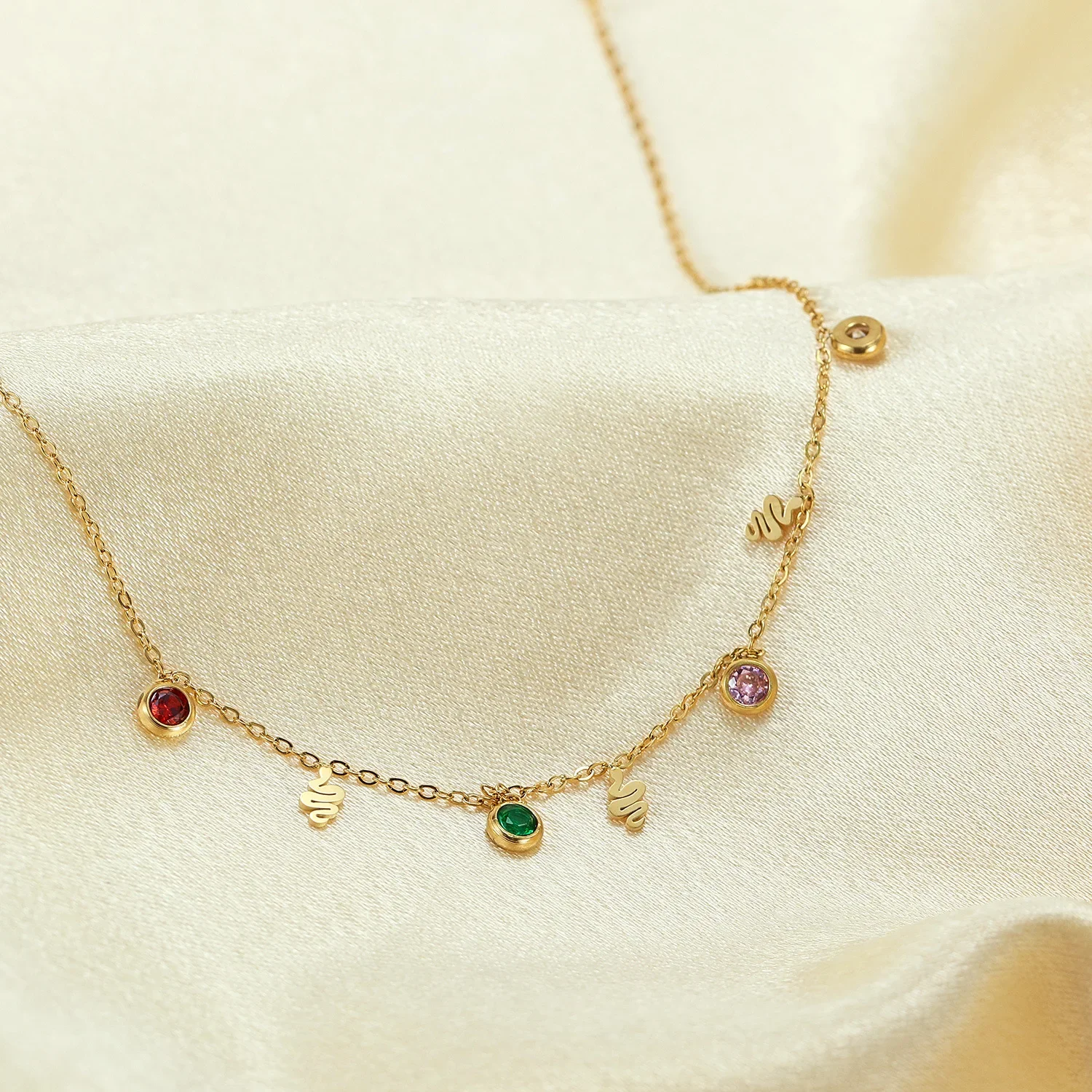 Изысканный красочный браслет с цирконом из нержавеющей стали позолоченные